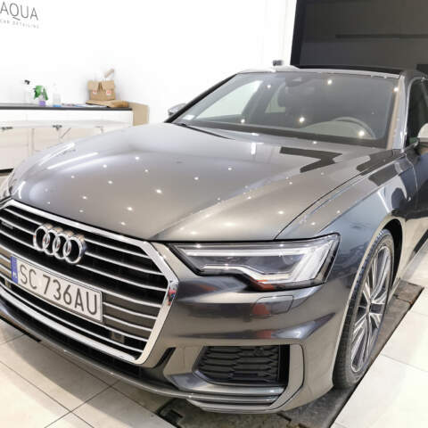 audi a6 - zabezpieczenie folią ochronną ppf - pakiet full front, pozostałe elementy zabezpieczony Grafenową powłoką ochronną. Dodatkowo zabezpieczony szyby i felgi powłoką ochronną.